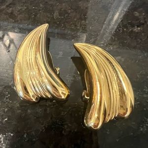 Vintage Givenchy gold horn clip on earrings